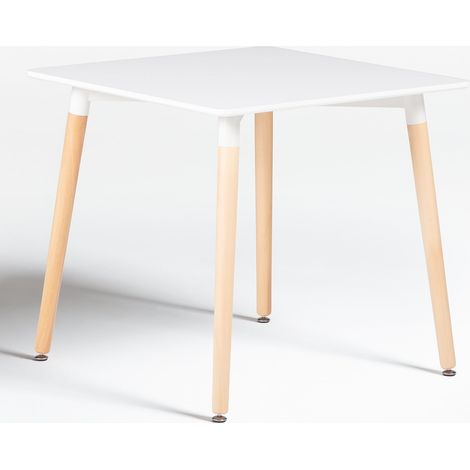 Table de cuisine carrée 80x80 cm en bois de hêtre et MDF Royal SKLUM Blanc