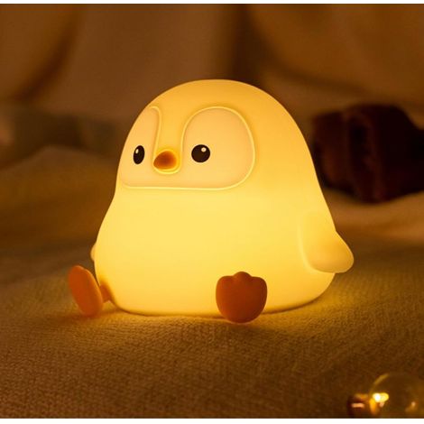 Veilleuse Pingouin, Lampe De Nuit Led Souple En Forme D'Animal, Silicone De Qualité Alimentaire, 2 Niveaux D'Intensité, 0.7W Veilleuse Pour Chambre D'Enfant (1/5)