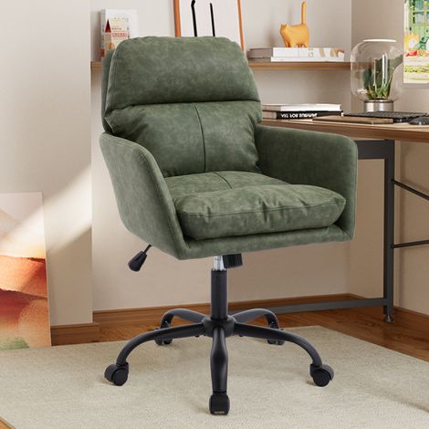 Fauteuil en PU vert, structure métal stable, OKMYHOME (1/5)