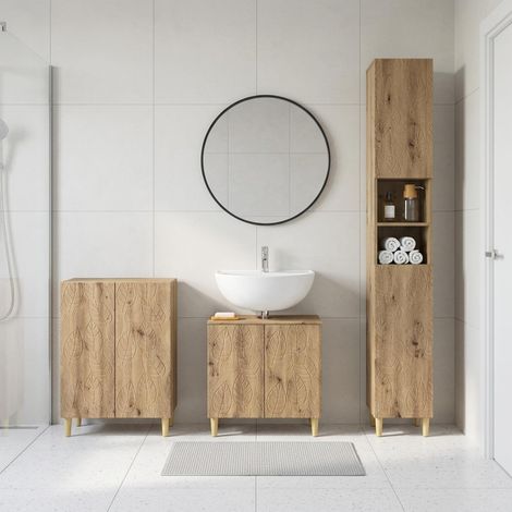 vidaXL 3 Piece Bathroom Cabinet Set DELFT Artisan Oak Engineered Wood (1/5)