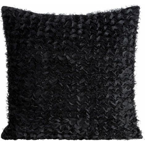 Tiffany-Kissenbezug 45x45, schwarz, Rüschen (1/4)