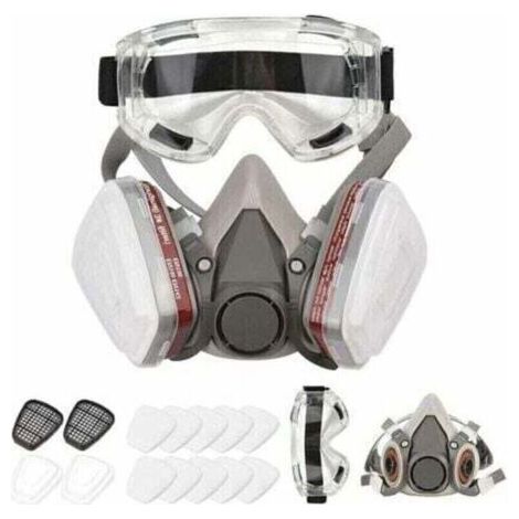 Demi-masque respiratoire réutilisable 6200 masque à gaz 1 masque + 1 masque pour les yeux + 2 cartouches filtrantes + 2 bouchons filtrants + 10 tampons filtrants