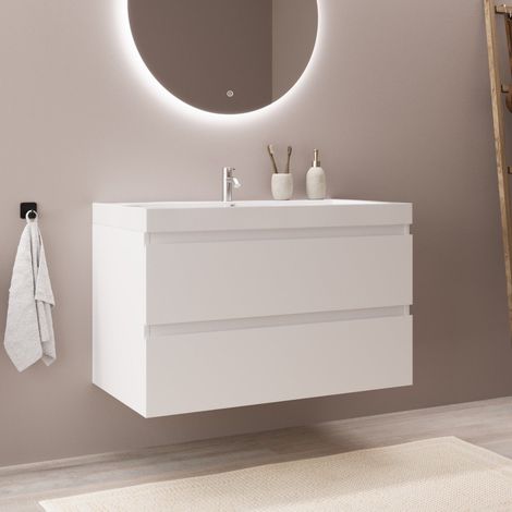 LOMAZOO meuble de salle de bain Monaco blanc brillant - 80cm (1/5)