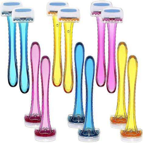 Damenrasierer, 12-teiliges Set, Bikinitrimmer, robustes Reisezubehör, Rasierer zur Haarentfernung in der Bikinizone, T-förmiger Schönheitsrasierer (rosa).