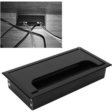 Pasacables para escritorios: caja organizadora de cables de aluminio negro, 160 x 80 x 27 mm (1/5)