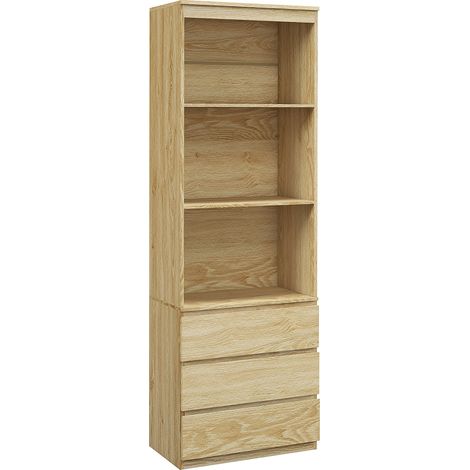 Libreria alta 180 cm con ripiani e cassetti integrati – Effetto legno, robusta e versatile per soggiorno, ufficio o camera