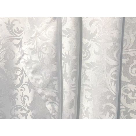 NAPPE JACQUARD MOTIF RELIEF BLANCHE pour table 140x240cm (1/5)