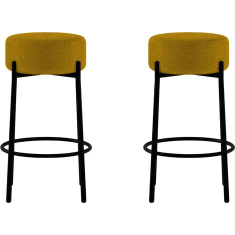 Set 2 Sgabelli Syd 41x41x67 cm in Tessuto Ocra (1/5)