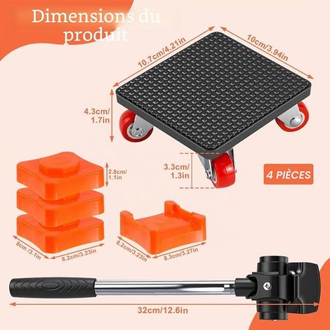 Heavy Load Furniture Caster Kit with 360 Swivel Wheels and Furniture Lift, Load 500 kg, Furniture Moving Kit with Wheels for Heavy Objects Furniture (1/3)