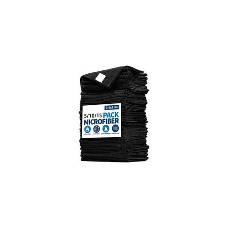 12 chiffons de nettoyage noirs pour le lavage de voiture et la cuisine, doux et absorbants, 25 x 25 cm (1/4)