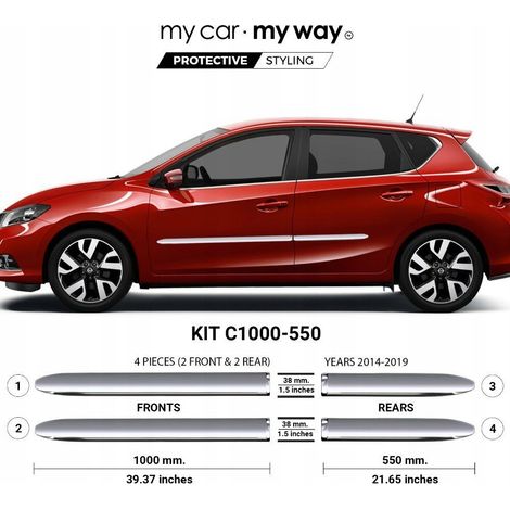 Nissan Pulsar – Chrom-Schutzleisten für Seitentüren (1/3)