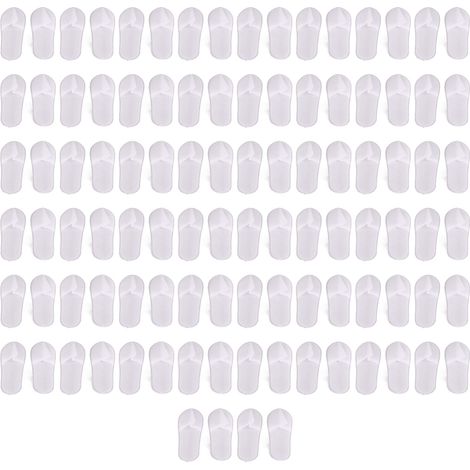 Lot de 50 paires de chaussons jetables antidérapants unisexes, 3mm non-tissé blanc, pour invités spa hôtel fête maison