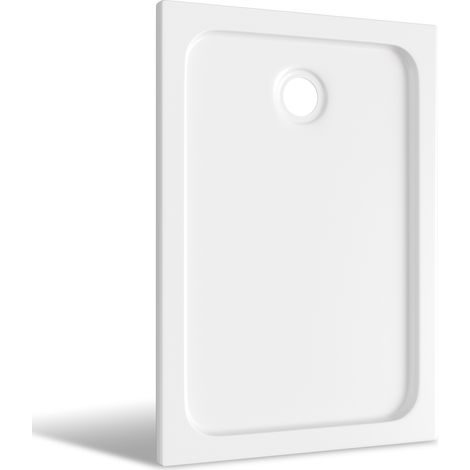 Jiubiaz Receveur de douche rectangulaire en acrylique 120 x 90 cm, blanc, hauteur 4 cm, évacuation Ø 90 mm (1/5)