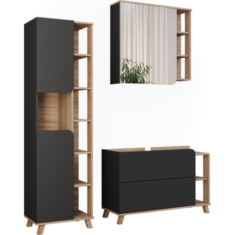 Badmöbel-Set Karen, Sonoma/Anthrazit, 3  Teile, Vicco