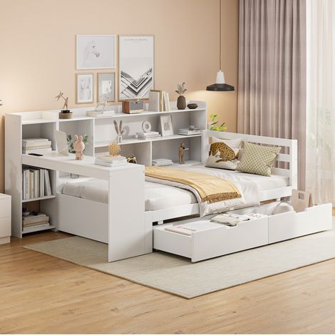 Canapé convertible 90x200 avec bureau et rangements HAVRYA (1/5)