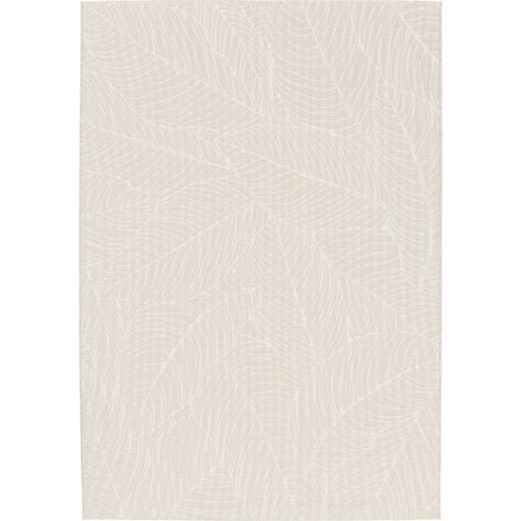 SUNSHINE LEAVES - Tapis extérieur intérieur feuilles tissé crème 160x230