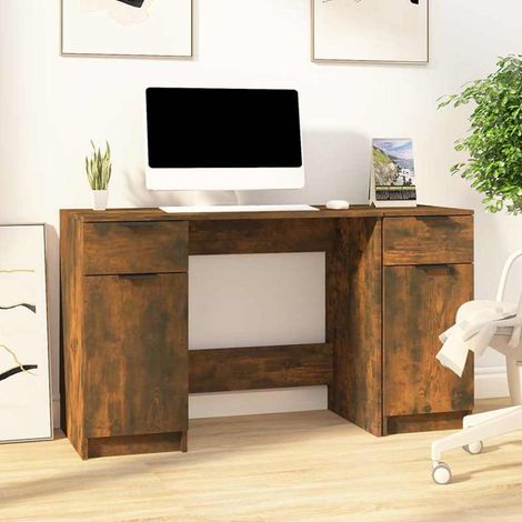 vidaXL Desk with Side Cabinet Smoked Oak Engineered Wood (1/5)
