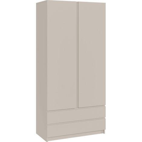 Selsey Bemmi – Kleiderschrank mit 2 Türen, Kleiderstange und 2 Schubladen, Kaschmirgrau, 100 cm