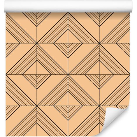 Carta da parati geometrica a rombi oro e crema per soggiorno e camera da letto 50x1000 cm (1/5)