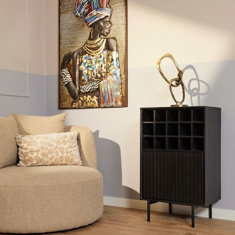 Minibar salon bois noir 1 porte 1 casier CORTINA (1/5)