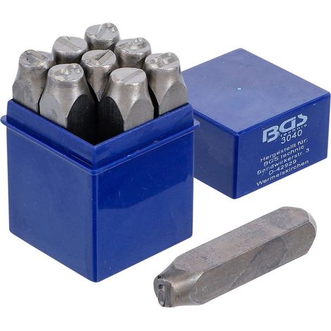 Set 9 Punzoni numeri per marcatura BGS - Cifre 12 mm
