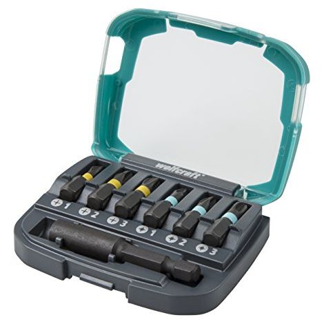 wolfcraft Bit-box Impact, impronta a croce (PH/PZ 1-3), 7 pezzi I 2974000 I 6 inserti Impact con tempra speciale per l'uso su avvitatori a percussione, diverse dimensioni disponibili, con portainserto (1/4)