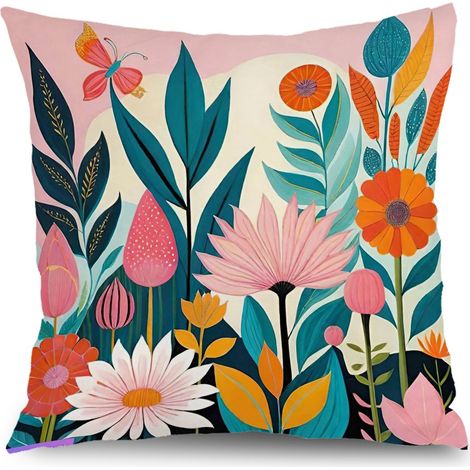 Housses de coussin extérieur style ferme, décoration jardin balcon,50×50cm (1/5)