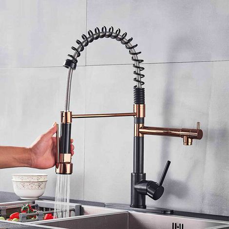 Mitigeur Cuisine Douchette Extractible Robinetterie de Cuisine 2 Jets, Mitigeur Evier Rotatif à 360° (1/5)