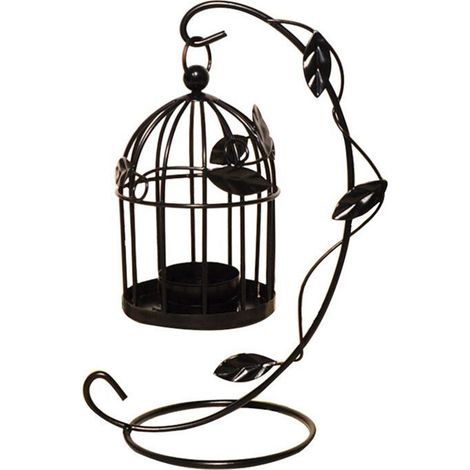 Portavelas de metal hueco con forma de jaula de pájaro, lámpara colgante vintage, farol para decoración de centro de mesa de boda en el hogar B