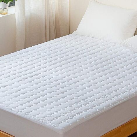 Protège-Matelas matelassé Extra Profond Ultra Doux et Respirant avec Jupe élastique (lit Simple) - Blanc (1/5)