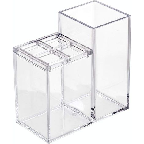 Lntyq Zahnbürstenhalter, Badezimmeraufbewahrung aus Kunststoff für 4 Zahnbürsten und Zahnpasta, praktischer Zahnbürstenhalter für Waschbecken oder Schrank, transparent (1/5)