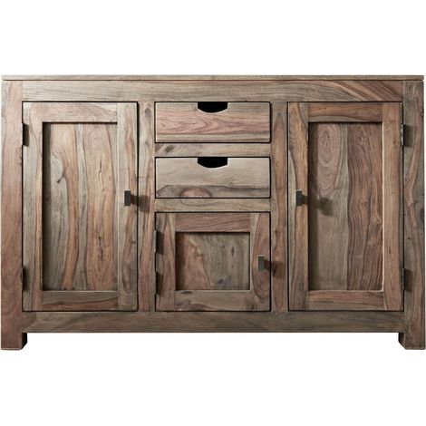 credenza in legno di Sheesham / palissandro 130x45x85 grigio scuro oliato NATURE GREY 86