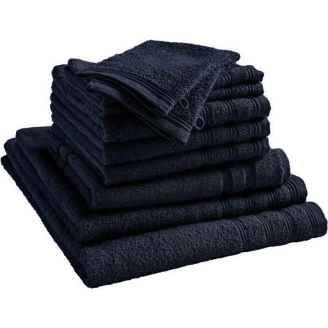 Pack complet 10 pièces "Spa" salle de bain / 400 gr/m² - Couleur: "Spa" Bleu Nuit (1/2)