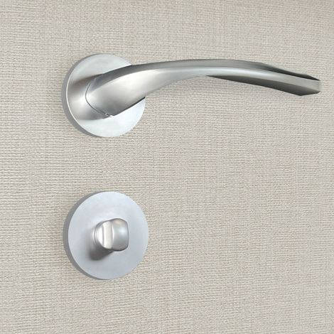 Poignée de porte design à condamnation finition aspect chrome mat Flavia - KATCHMEE (1/4)