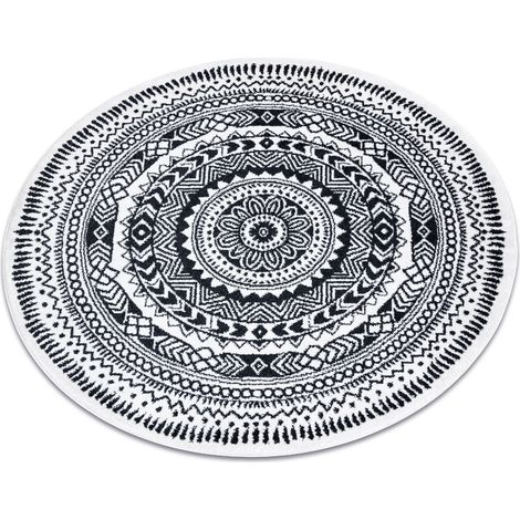 Teppich FUN Land Napkin Serviette Kreis - creme black rund 100 cm