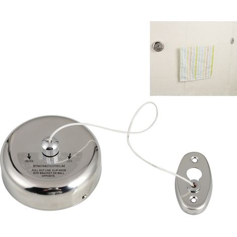Corde à Linge Rétractable - Ligne de Lavage Murale Étendoirs Amovible pour Intérieur Un Hôtel Salle de Bains Fil à Linge Clothesline, 2,8 Mètres (Argent)