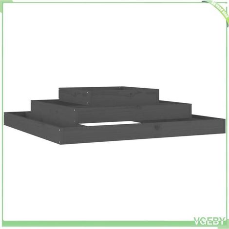 Jardinière - FAFEICY - Modèle à 3 niveaux - Bois de pin massif - Gris - 110 x 110 x 27 cm (1/5)