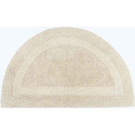 HOMESCAPES Tapis de bain demi-lune en coton, 50 x 80 cm – Crème (1/5)