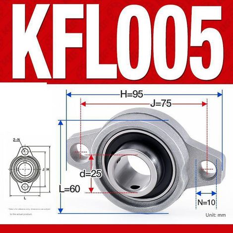 Satz mit 4 KFL005 Flanschlagern aus Zinklegierung – Diamantlagerhalterung, 25 mm Innenbohrung, für Getriebe und Maschinen, Silber