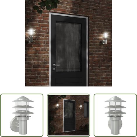 Éclairage extérieur -  Applique murale d'extérieur argenté acier inoxydable (1/5)