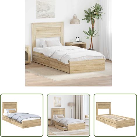 vidaXL Bois d'ingénierie - Lit de Rangement Chêne Sonoma 75 x 190 cm Bois d'ingénierie (1/5)