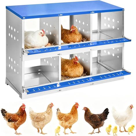 Pondoir pour poules en métal étanche et ventilé – Installation murale ou posée – Fond incliné pour collecte facile des œufs – 6 compartiments – Hydromotrix