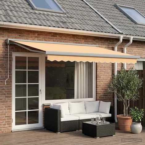 vidaXL Auvent rétractable Sable 450 × 300 cm Tissu et Métal (1/4)