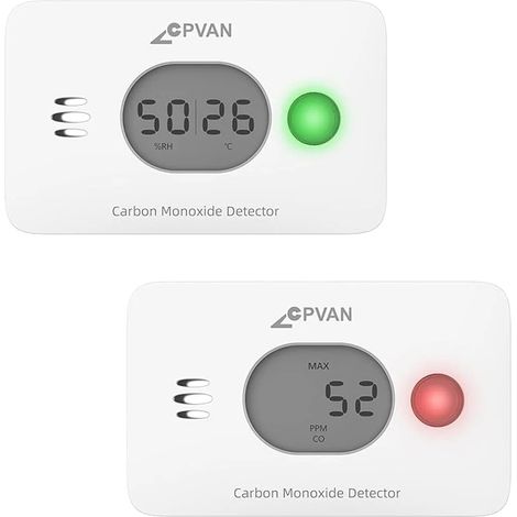 Kohlenmonoxidmelder, 10-Jahres-Batterie, 85dB Alarm, 2 STK (1/2)