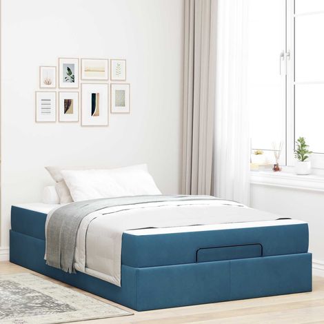 vidaXL Bettgestell mit Matratze 2 pcs Blau Samt (1/5)