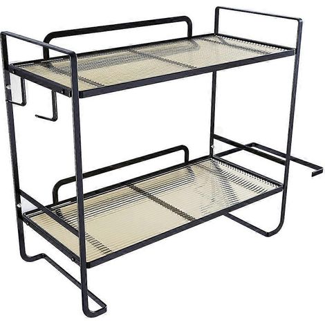 Étagère de rangement multifonctionnelle à placer au-dessus des toilettes, type noir (1/5)