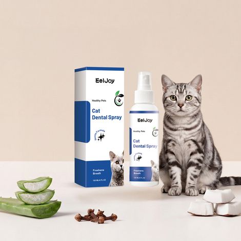 Spray dentaire pour chat : nettoie et rafraîchit en douceur l'haleine de votre chat, sans laisser d'odeur. 120 ml (1/5)