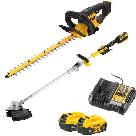 DEWALT Garten-Set 18V Akku-Rasentrimmer DCMST561N + Akku-Heckenschere DCMHT562N, 2x 5,0 Ah und Ladegerät (1/2)