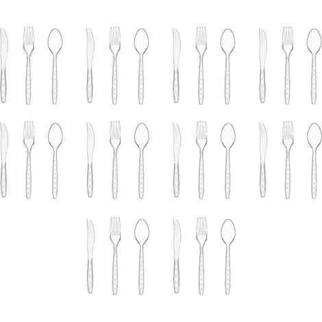 Plastikbesteck – Einweggabeln, -löffel und -messer – 300 transparente Styroporteile – Für Partys, Hochzeiten und Veranstaltungen – Packung mit 100 x 100 x 100 mm (1/5)