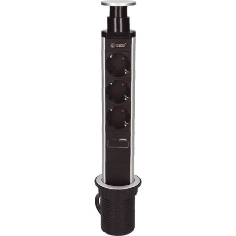 Base múltiple empotrable 3T + 1 USB A + 1 USB Tipo C (3x1.5mm) 1,4M (1/5)